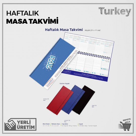 Haftalık Masa Takvimi (Küçük 31 x 11 cm)